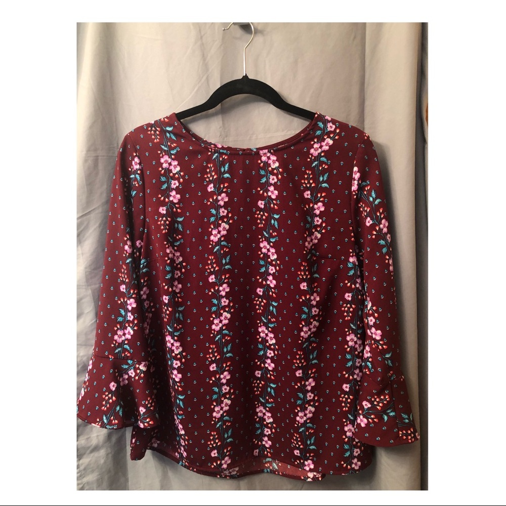 Long sleeve blouse with bell sleeves